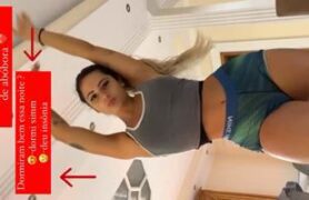 Youtuber Nathalia Valente dançando com shortinho marcando