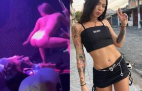 MC Pipokinha é estimulada oralmente durante apresentação.