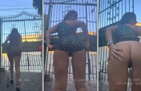 Ale Gaúcha exibindo o bumbum antes de sair para a festa de Carnaval
