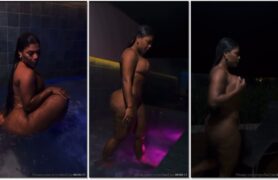 Etiane Felix mostrando tudo e se divertindo na piscina do hotel