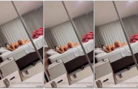 Lays Rezende dançando de maneira sensual na cama de maneira provocativa
