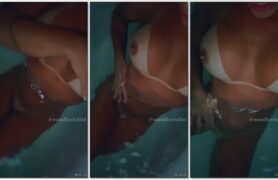 Monique Bertolini mostrando sua marquinha no banho sem roupa