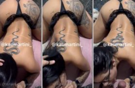 Morena Kau Martini faz um boquete de alta qualidade de quatro usando calcinha atolada