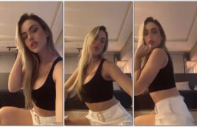 Nanda Cassuriaga rebolando ao som do funk e fazendo carinha de safadinha