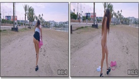 Alexis Pena, uma jovem atraente e ousada, exibindo seu corpo em público