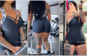 Anny Alves se exercitando usando uma calça justa bem coladinha