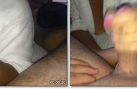 Mulher madura e cheinha faz sexo oral em rapaz mais jovem, retirando esperma do pau dele