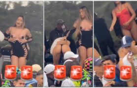Mc Pipokinha dançando no palco com a calcinha bem enfiada no bumbum