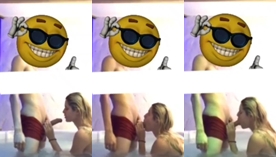 Evy Vieira fazendo um boquete no cara pauzudo na banheira