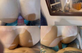 Gabi Saleh, a gata do onlyfans, fazendo um vídeo de costas para o espelho