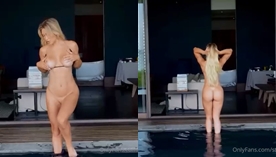 Stefbabyg exibe seus peitão firmes e rosados com uma poolside nua e sensual