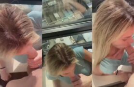 Sabrina de Martini fazendo um boquete delicioso no cara na varanda