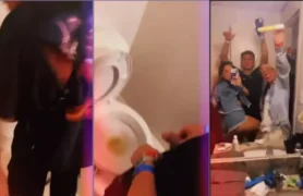Mel Maia gravando o parceiro com os amigos em um momento descontraído