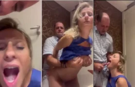 Aline Fischborn fudendo gostoso e recebendo gozada no banheiro