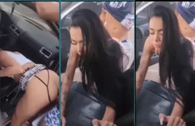 Amadora safadinha sem roupa transando na vara do rapaz dentro do automóvel