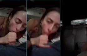 Cristine fez um boquete no marido dentro do carro, caindo de boca e mamando o pau dele