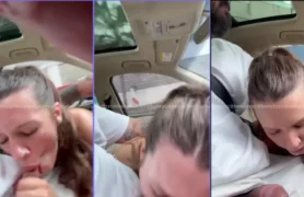 Fazendo um boquete no carro até o cara gozar na boca