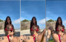 Maconheira amadora exibindo bucetinha na praia