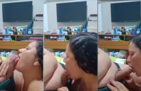 Neta safadinha fazendo um boquete no vovô rechonchudo