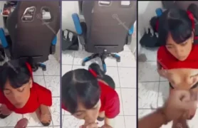 Novinha gostosa e atraente aproveitando para chupar e se masturbar no pau gostoso