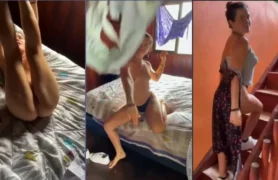 Uma garota acabou aparecendo na internet se despir e ficar nua em cima da cama