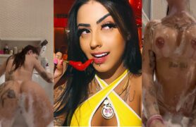 Mc Mirella, a musa do pornô brasileiro, dando aquele showão sensual na banheira, se descabelando e esquentando a coisa toda!