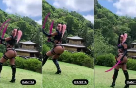 Anitta aparece em um vídeo caseiro se mostrando com um cosplay de anime japonês