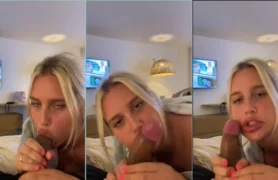 Estudante loira pagando boquete para o professor negro da escola
