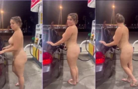 Vazou na internet um vídeo da CNN amadora mostrando uma milf se abastecendo no posto, toda despida!