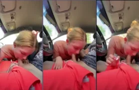 Flagra safado: loirinha dando um talento no colega de faculdade dentro do carro