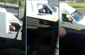 Flagras caseiros de caminhoneiro filmando mulher fazendo um boquete na Fiorino
