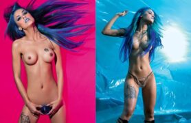 Vazou na internet uma mina do funk, safadinha, mostrando a xoxota e os peitos no banheiro