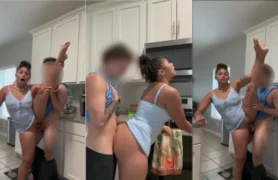 Altheaj69, a deusa da pegada, se abana e faz o jogo na cozinha em pé