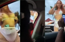 Brendita, toda ruiva, mostrando as teta para os fãs do Privacy pornô enquanto dá um rolê na rua