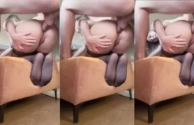 Loira safada se divertindo com um orgão entrando no seu lado de trás, bem com o bundão elevado