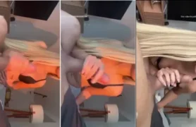 Vídeo da loirinha Amanda Leon xxx fazendo um programa quente e recebendo uma “surpresinha” na boca