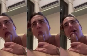 Boquete caseiro gostoso, mina nova saboreando o pau grandão do cara