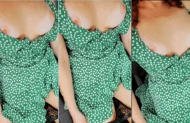 Laura Guth em vídeo erótico com aquele vestidinho verde provocante