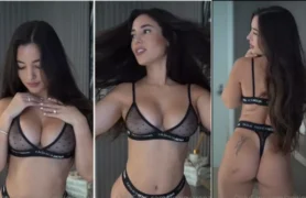 Morena sexy, Angie Varona, dando um show de calcinha!