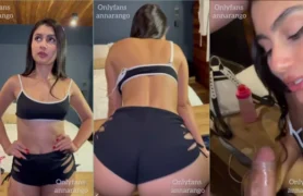 Anna Arango, toda linda de vestido, se divertindo e levando uma surra!