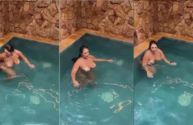 Rolou um vazamento da Isa Morgan se jogando na piscina, toda nua!